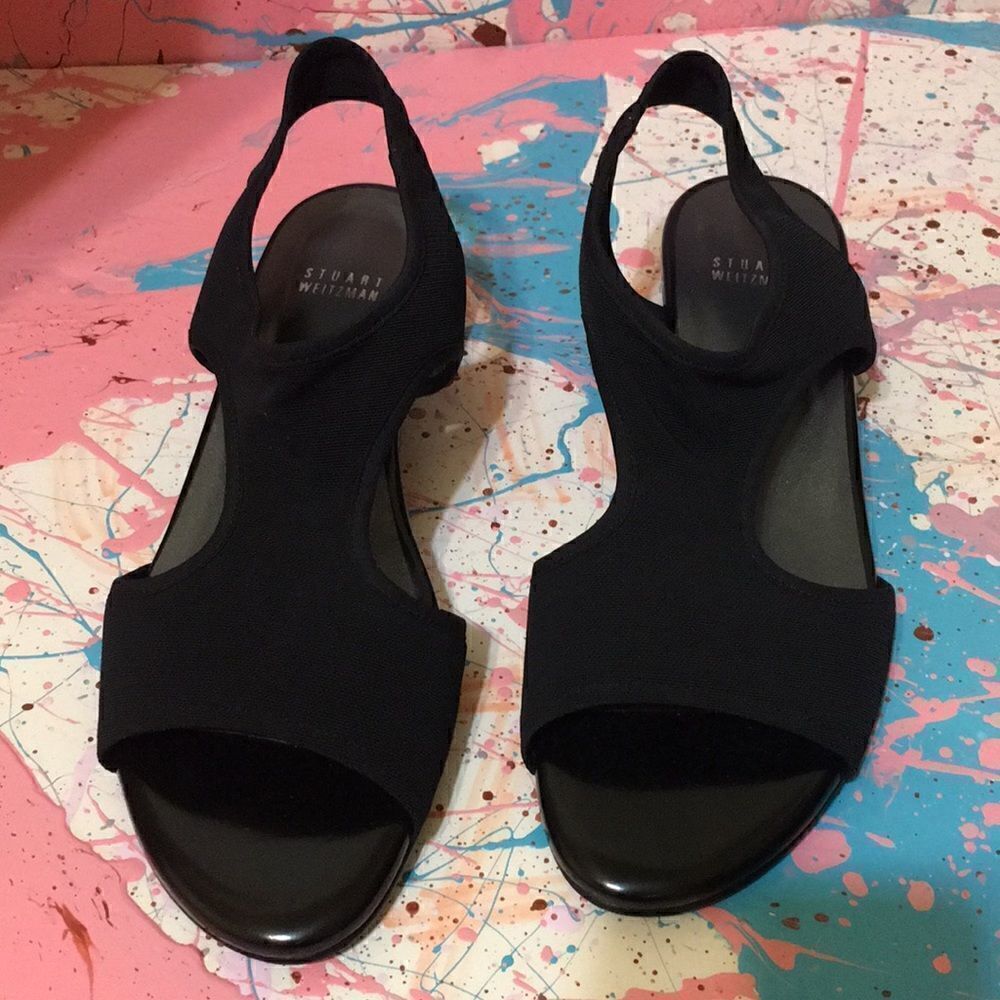 Stuart Weitzman women’s 9M Black Stretchy Sandals